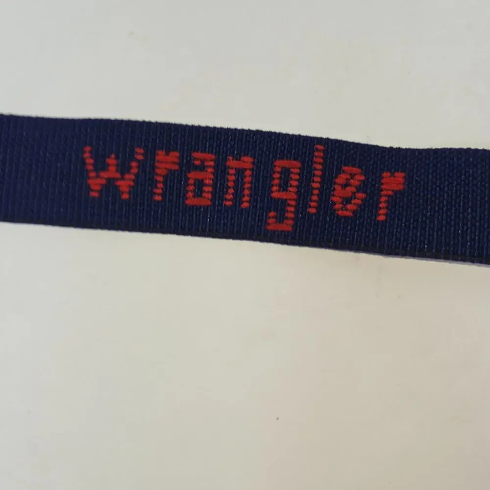 Vintage Wrangler Boy's Woven Elastic Belt Navy Blue Red Magnet Buckle 36